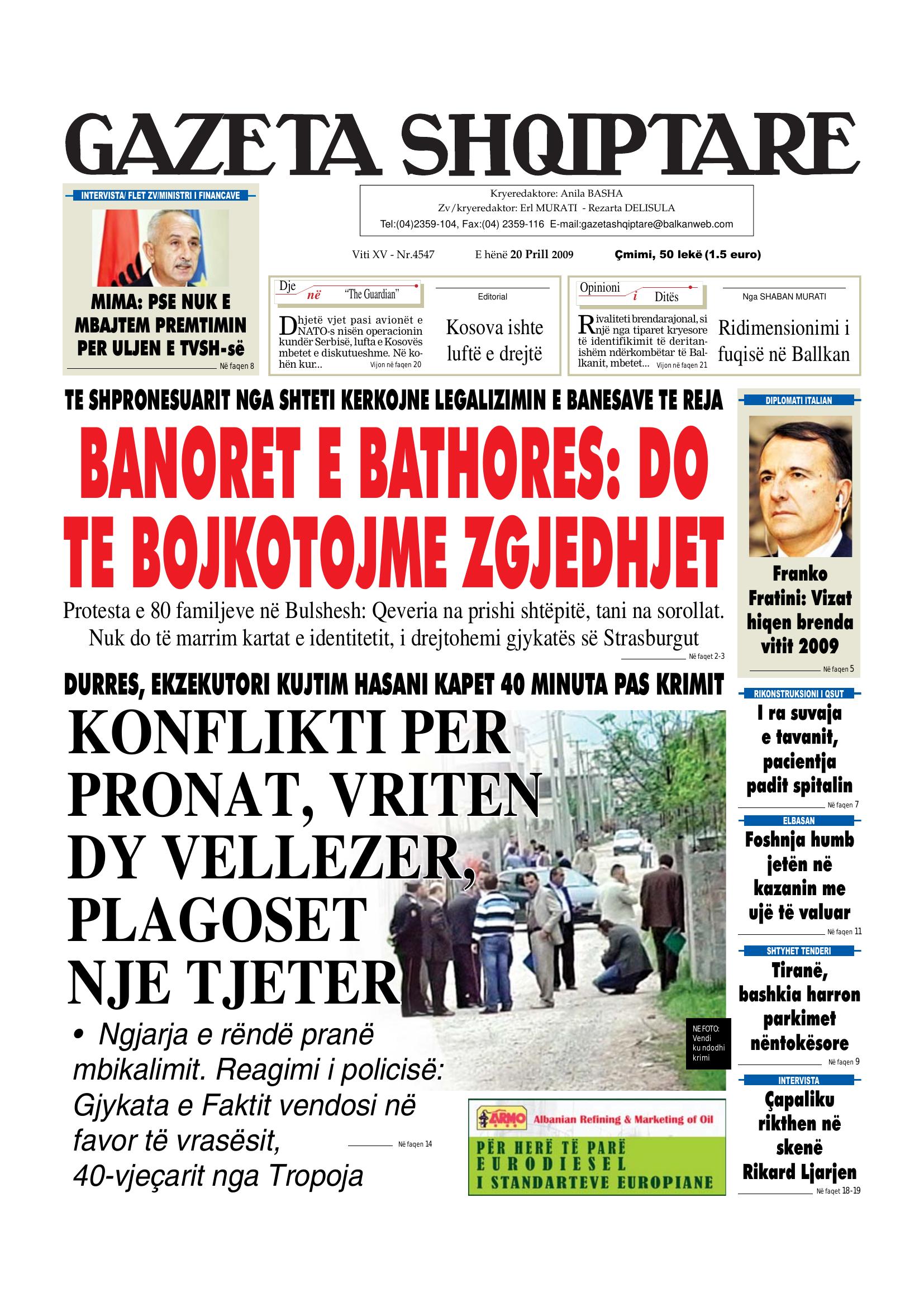 Gazeta Shqiptare 2009-04-20